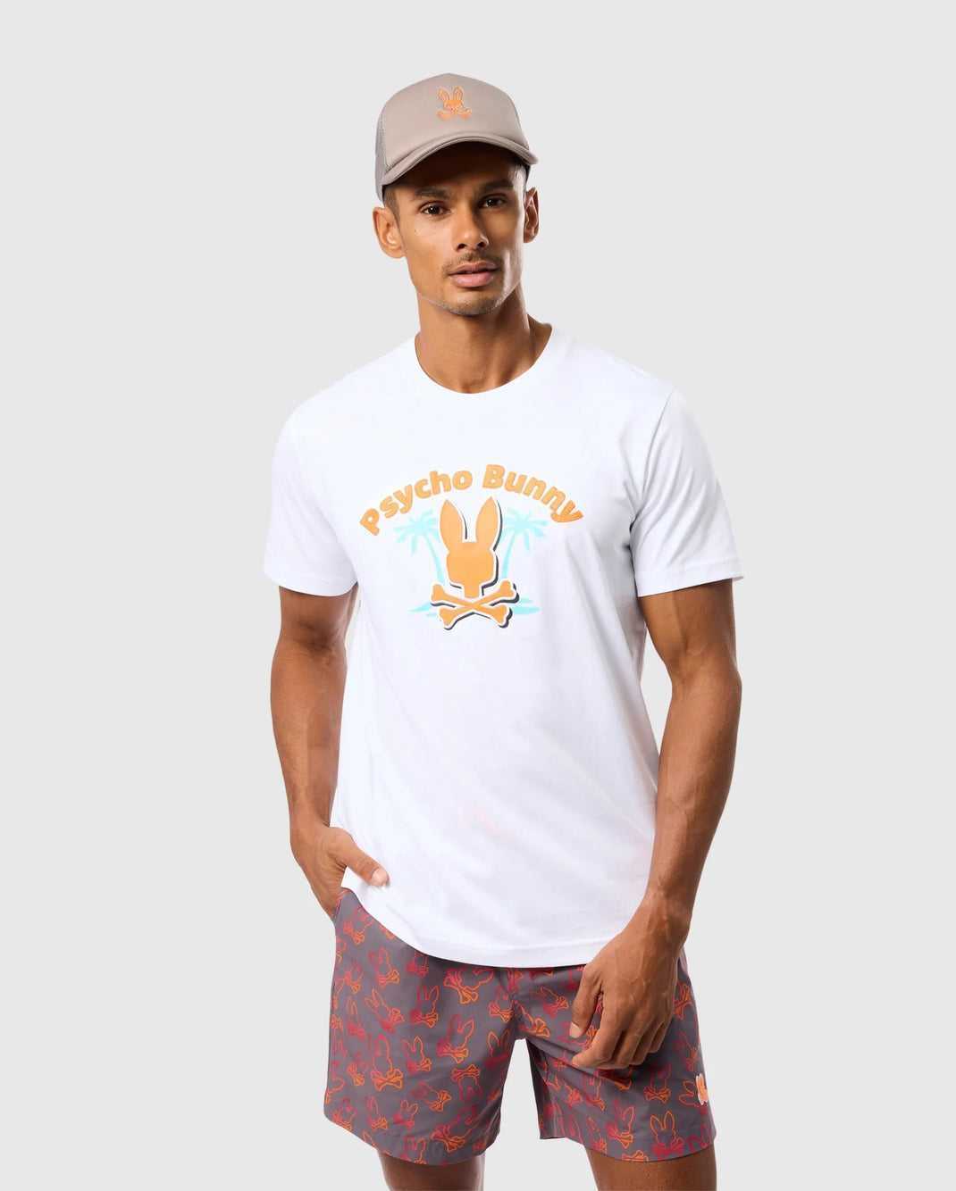 Tees Psycho Bunny Boston Graphic Tee Blanche Homme | JOX-23438930